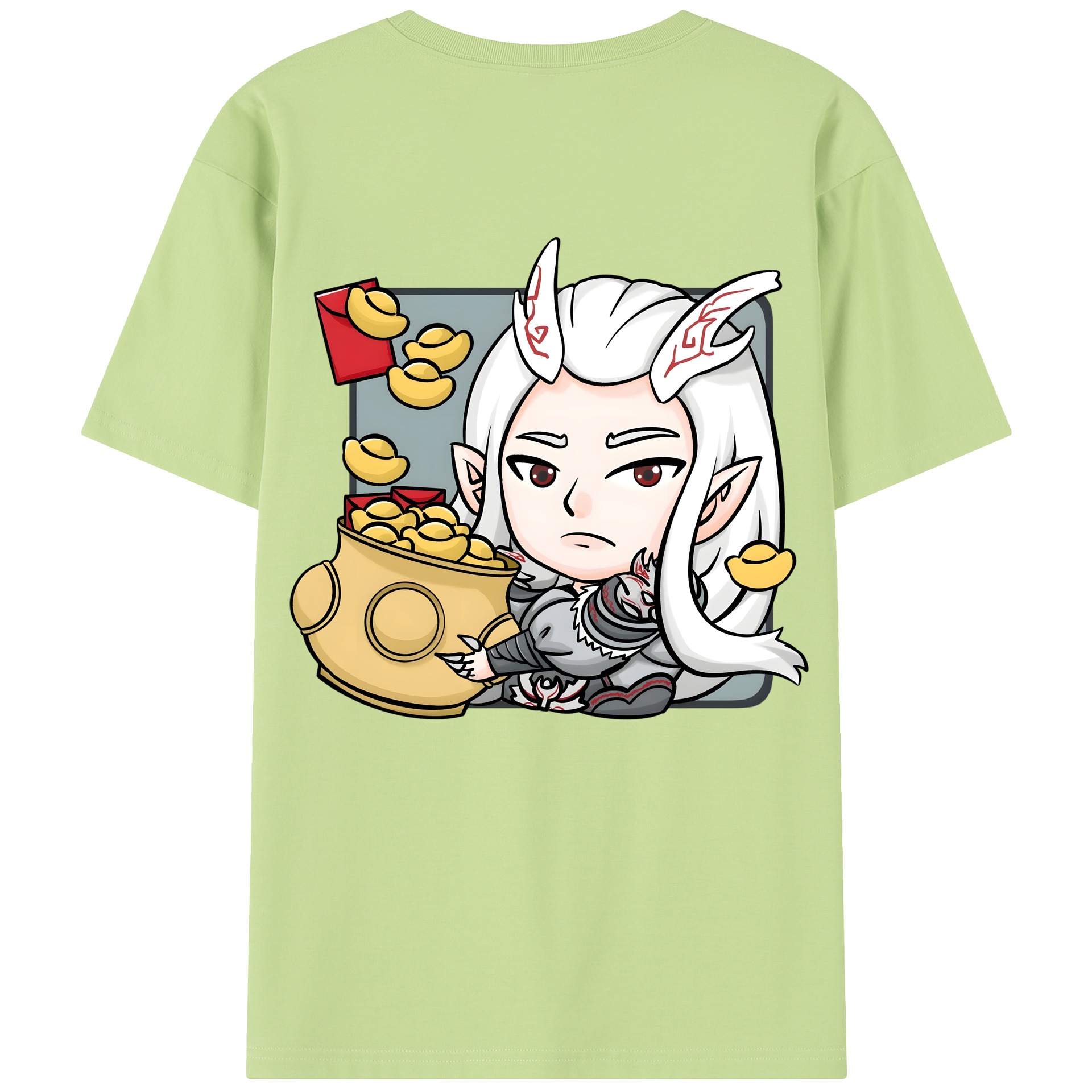 （画像用） Ne Zha 2 ナタ 魔童の大暴れ 綿100％半袖Tシャツ（背面プリント）